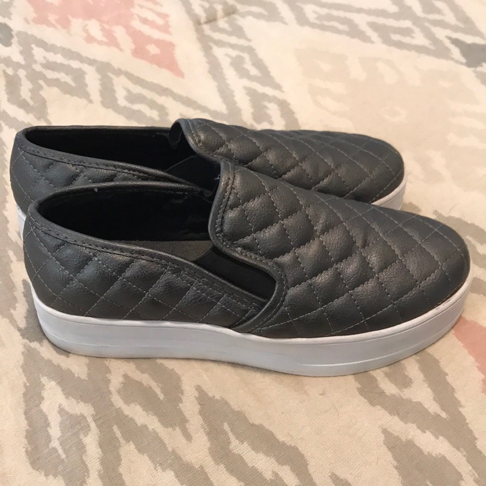 Madden Girl Metallic Gray Slip On Shoes